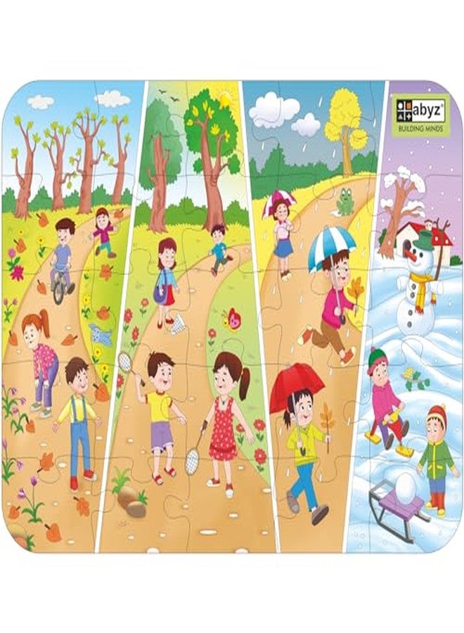 ABYZ Wooden Jigsaw Puzzle - Seasons Playset for Fun Educational & Little Explorers, 25-Pieces & Pack of 5 Fun Games with Multicolor | Birthday Gift for (4-6 Years) Age Kids. - Image 1